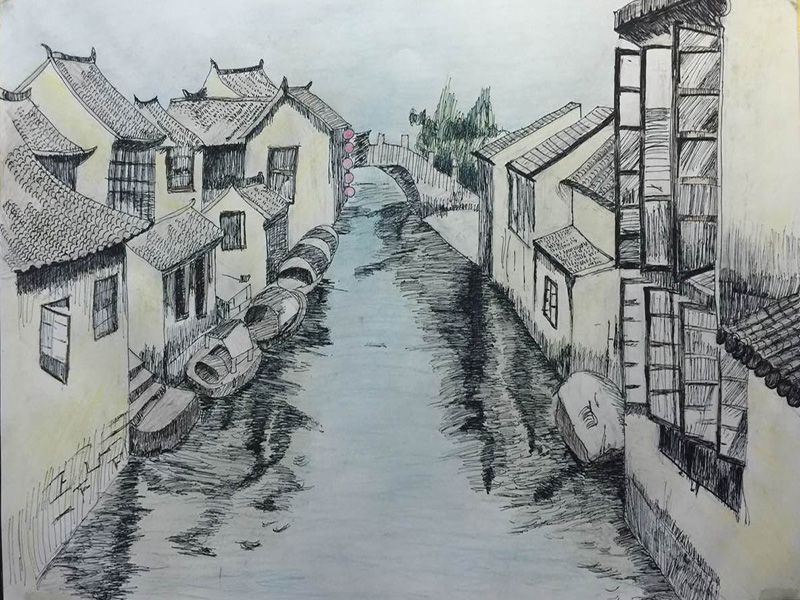 速写《水乡场景》