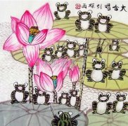 少儿美术色彩画《青蛙大合唱》
